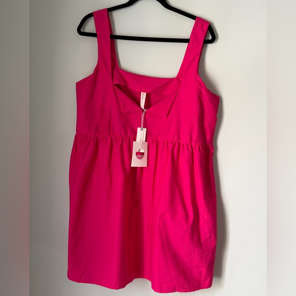 Daily Practice Hot Pink Square Neck Dress – NWT Size Large